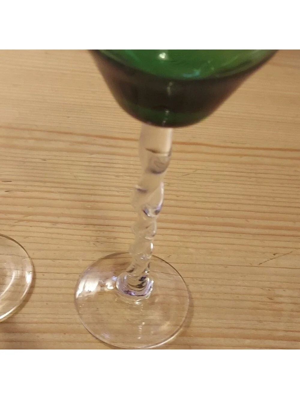 Vintage liqueur cocktail glasses set of 2 twisted stem purple green ombre color